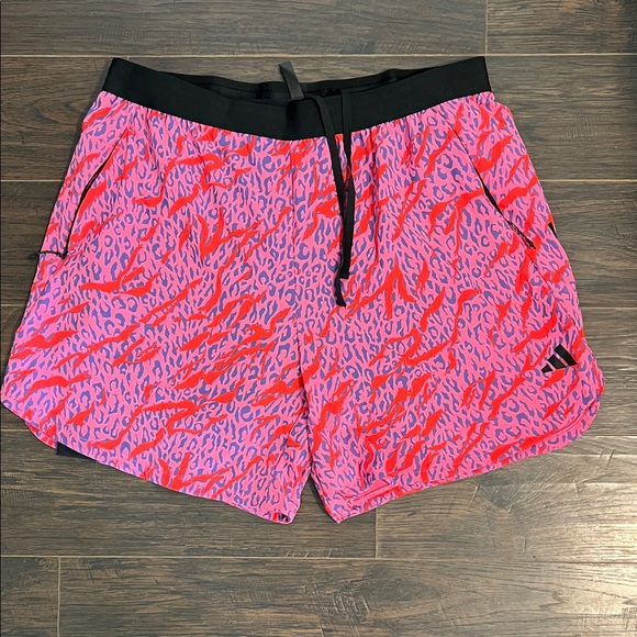 adidas Other - adidas Pink and Red Printed Athletic Shorts